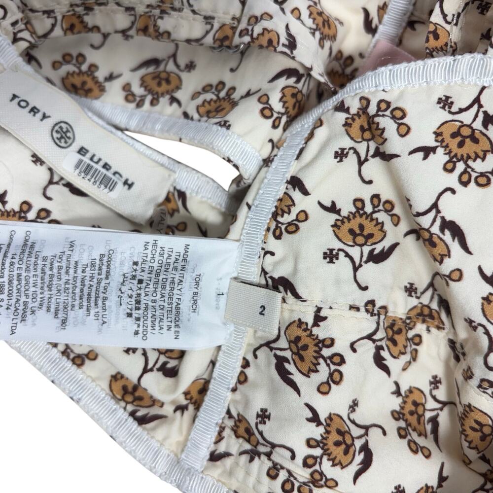 Tory Burch Dandelion Floral Bra Top Size 2 Cotton Bralette Cottagecore Y2K - Picture 6 of 10